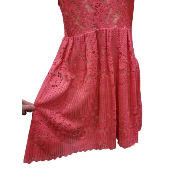 Free People Womens Rocco Lace‎ Open Back Mini Dress Size 10 Pink - Picture 9 of 16